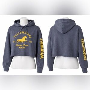 Wrangler Yellowstone Dutton Ranch Cropped Hoodie M Graphic Pullover